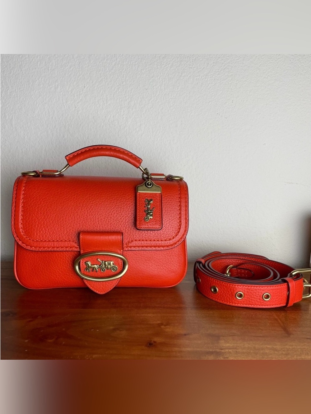LIKE NEW Coach Riley Top Handle 22 mango - Picture 2 of 12